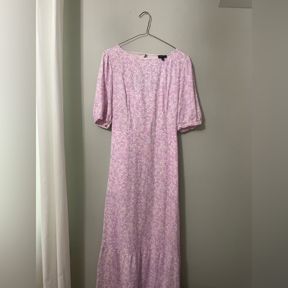Lilac and white floral midi dress